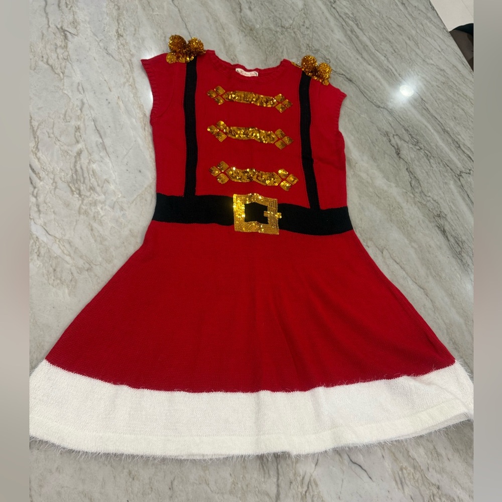 It’s Our Time Sleeveless Soldier Red and Gold Christmas Dress!
